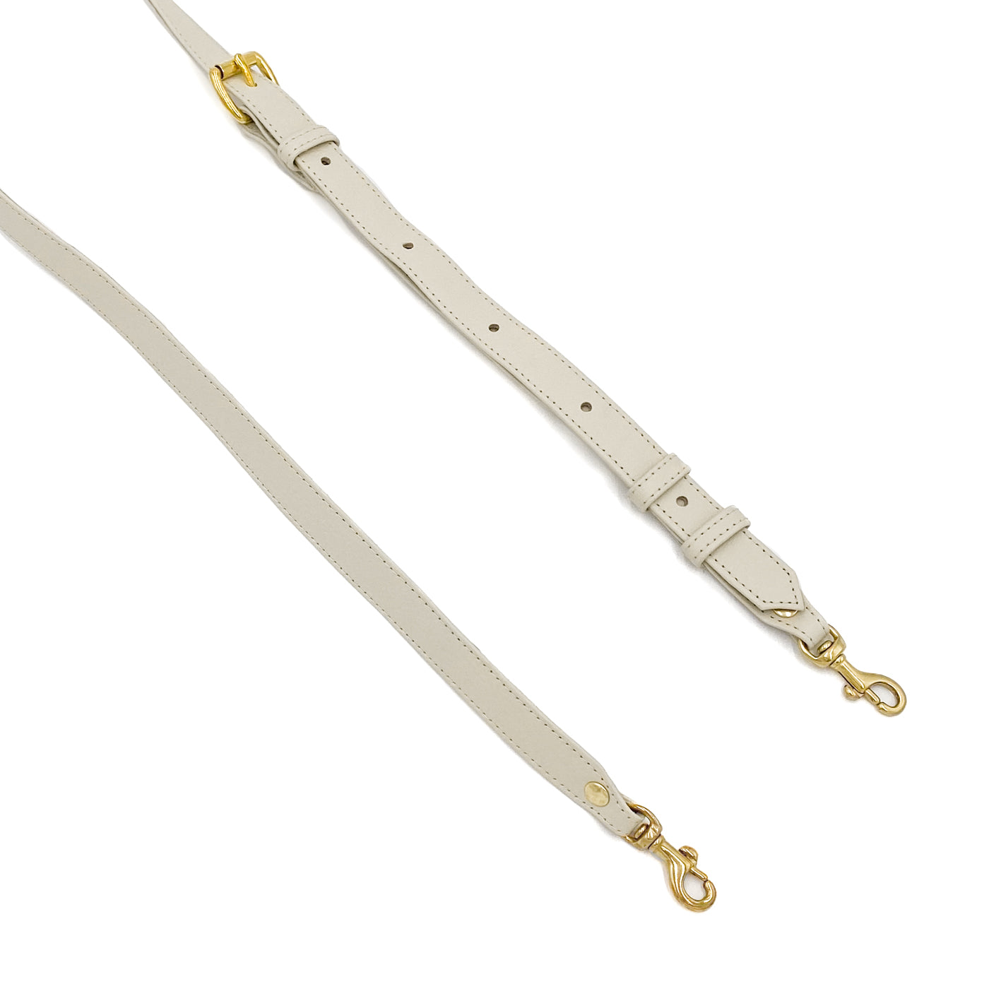 Leather Adjustable crossbody strap in bone with gold hardware