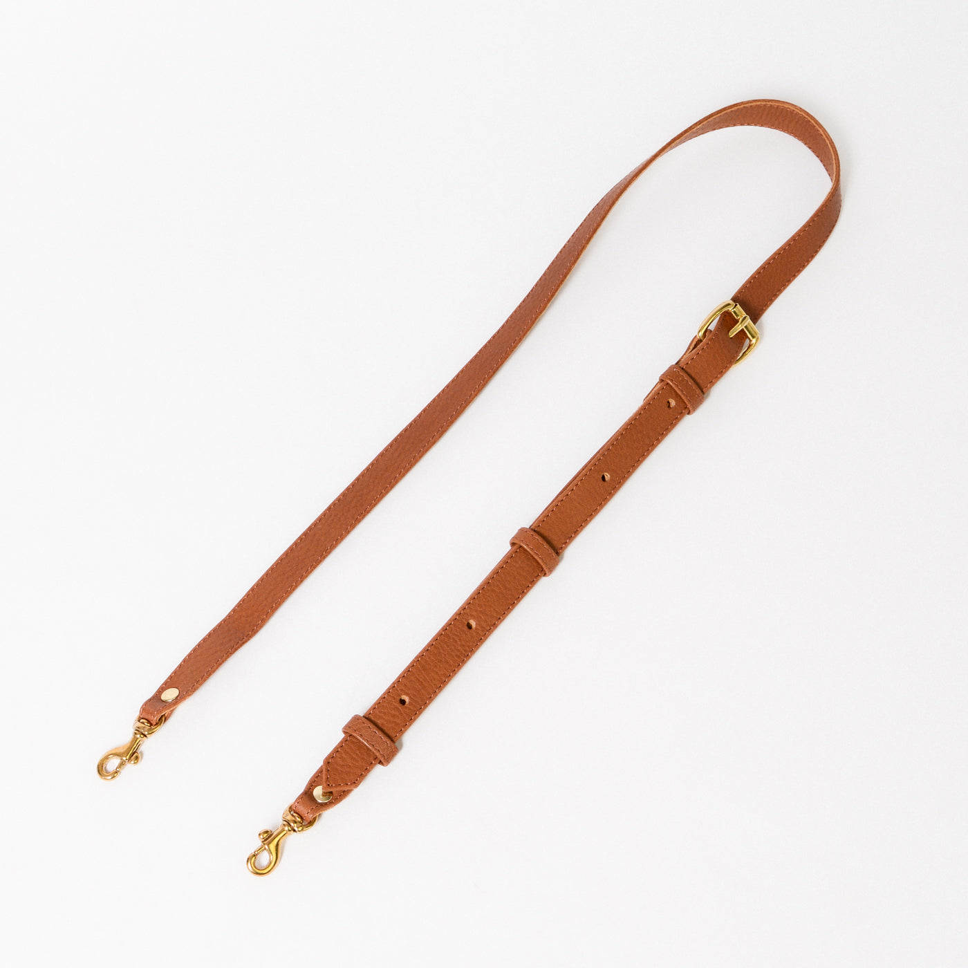 Leather Crossbody Strap in Brown with gold hardware