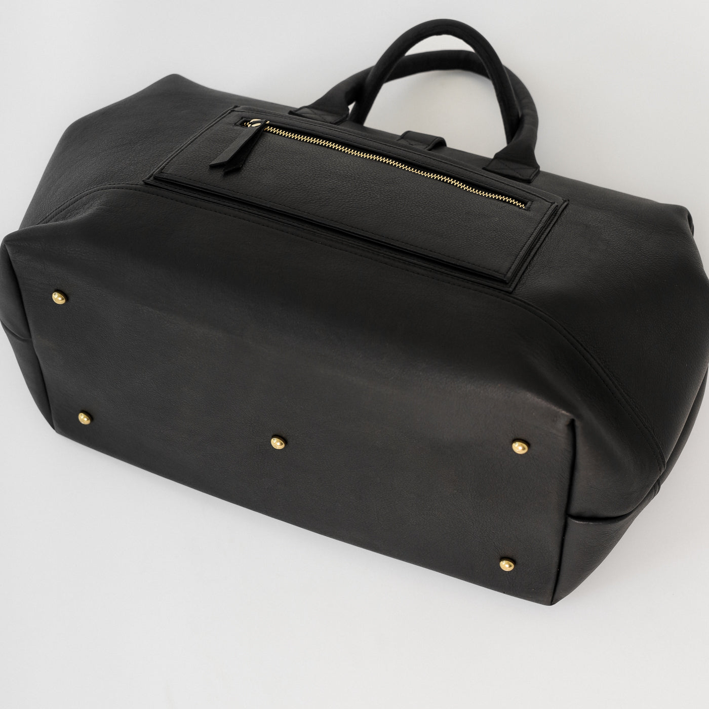 Doctor Bag Weekender Top Handle Black Leather Bottom View