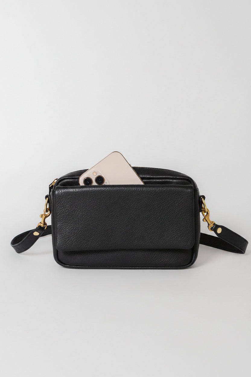 Ema everyday crossbody in black leather 