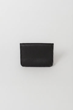 Fold over full grain leather wallet in the color black, a simple sleek design that holds up to 10 credit cards, and some cash