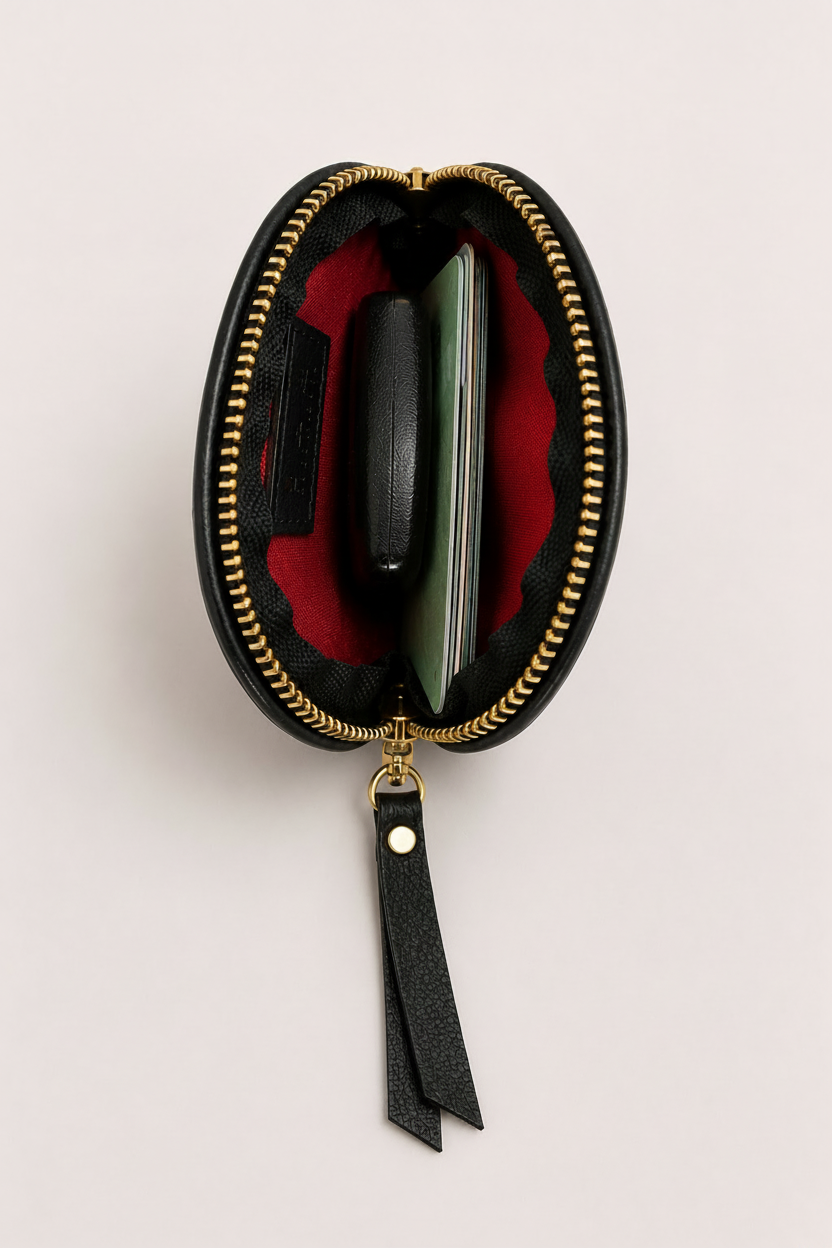 Half Moon Coin Purse Black perfect for gift giving