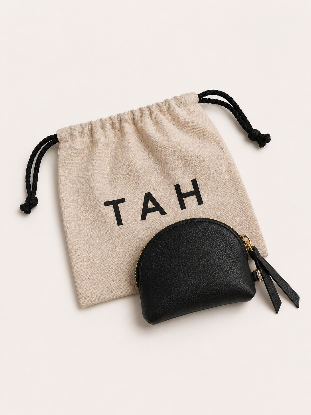 Half Moon Coin Purse Black with Dust Bag perfect for gift giving 