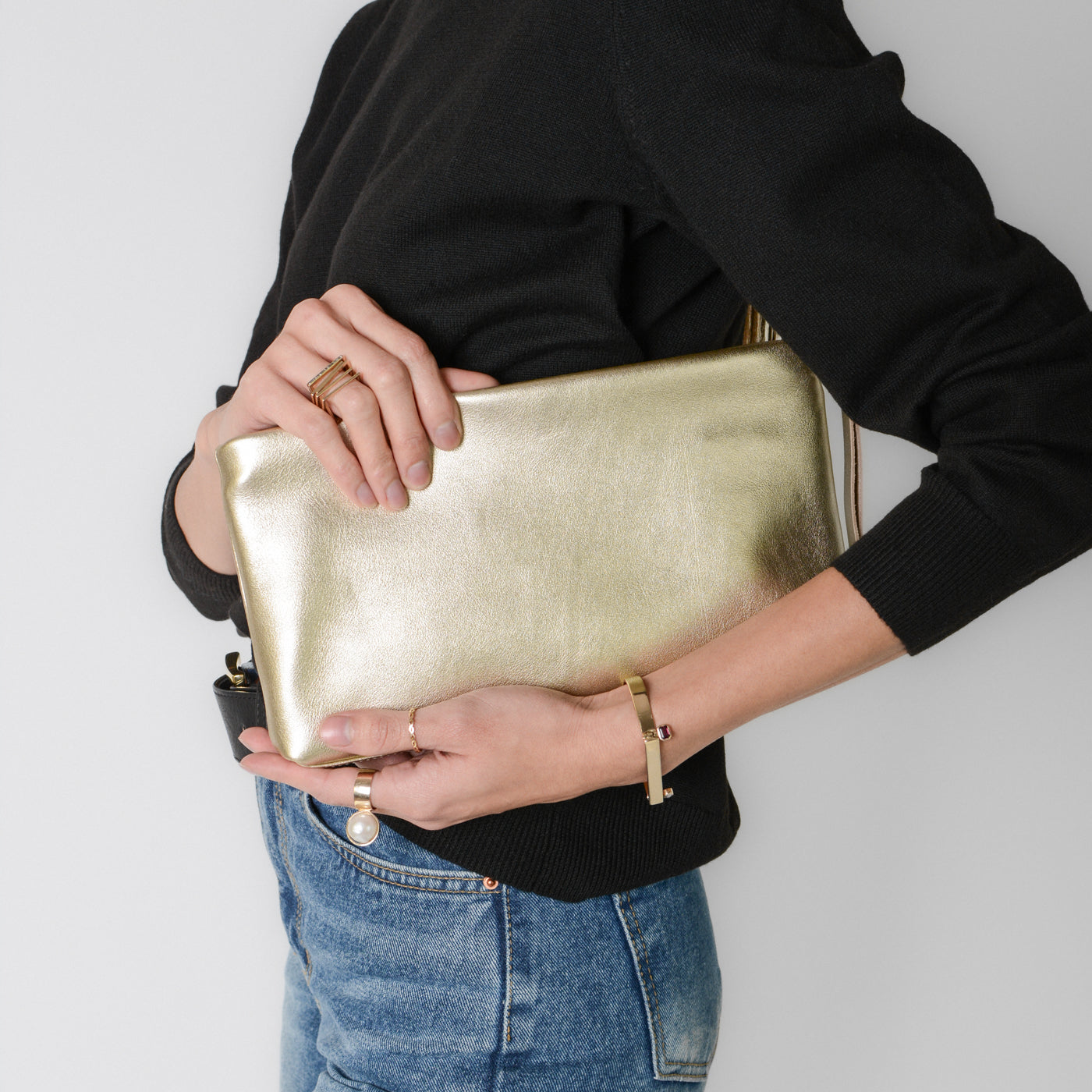 Whistles gold cheap clutch bag