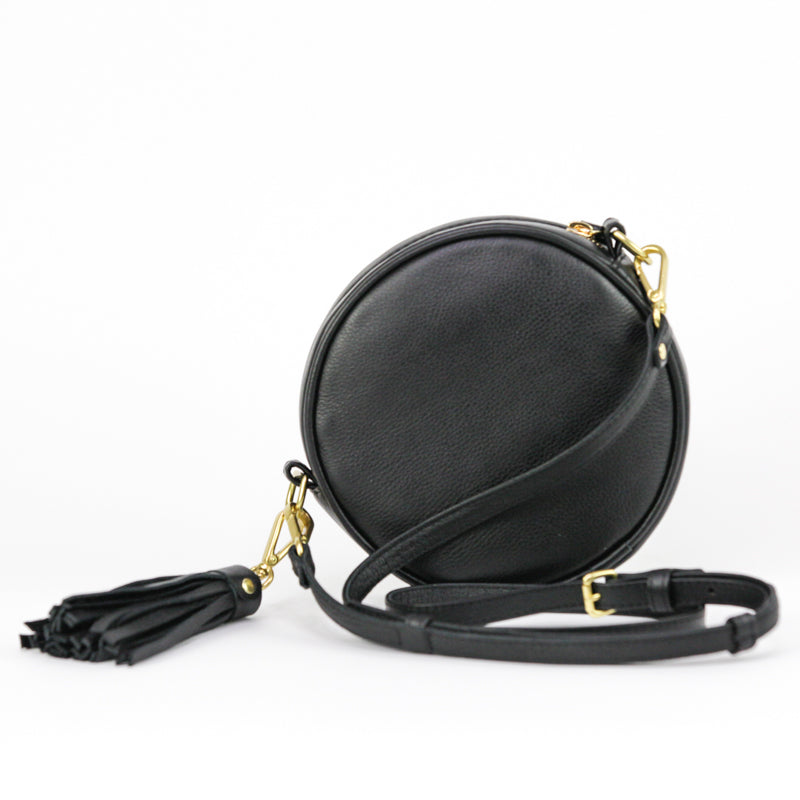 TAH Mini Circle Leather Crossbody Bag
