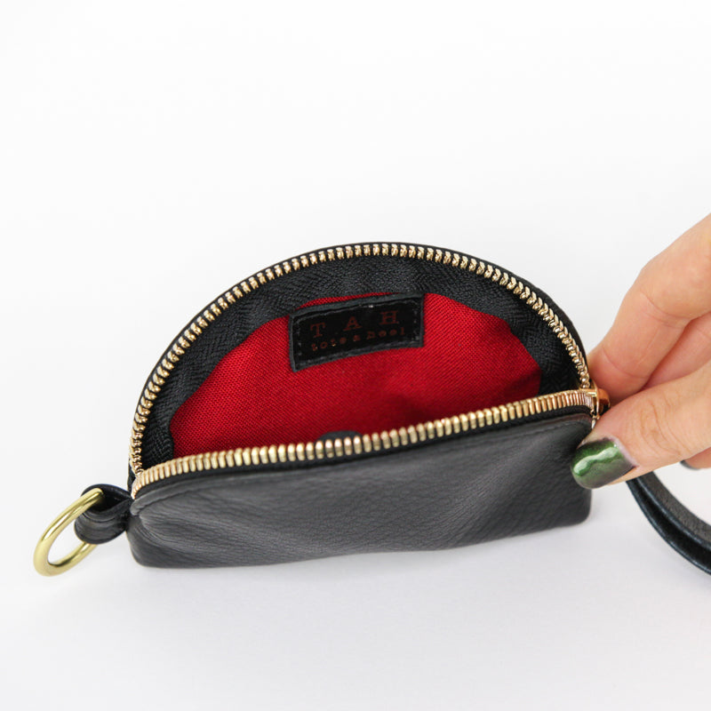 TAH Half Moon Leather Coin Purse Wallet